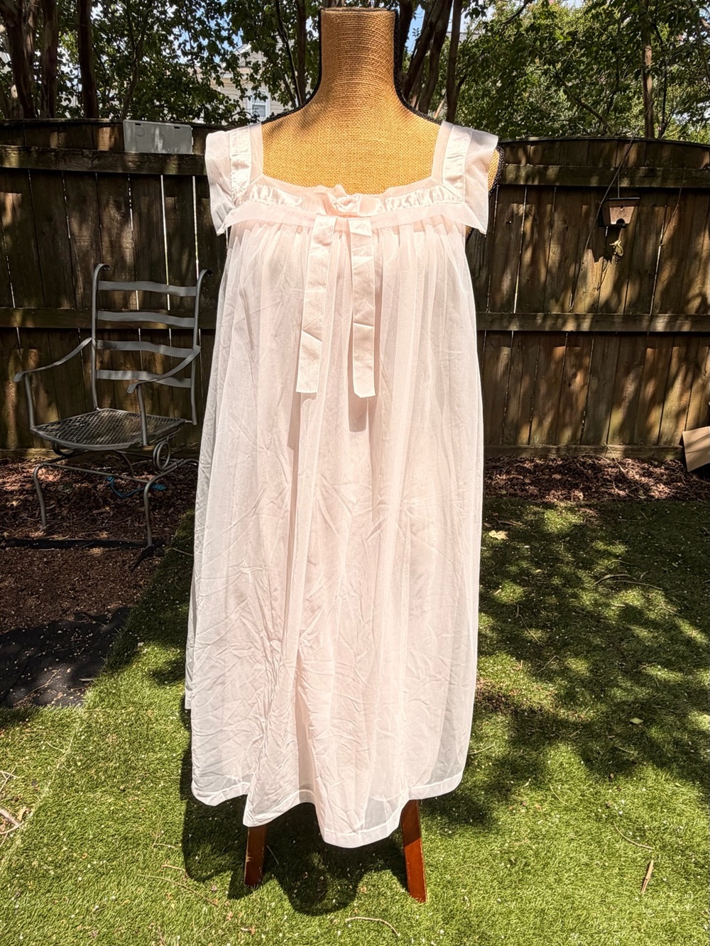 Vintage Pink Chiffon Nightgown 1960s |Inherited| Empire Waist Romantic Lingerie
